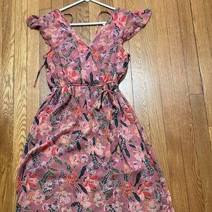 Band of Gypsies Size M Boho Floral Maxi Dress with Ruffles